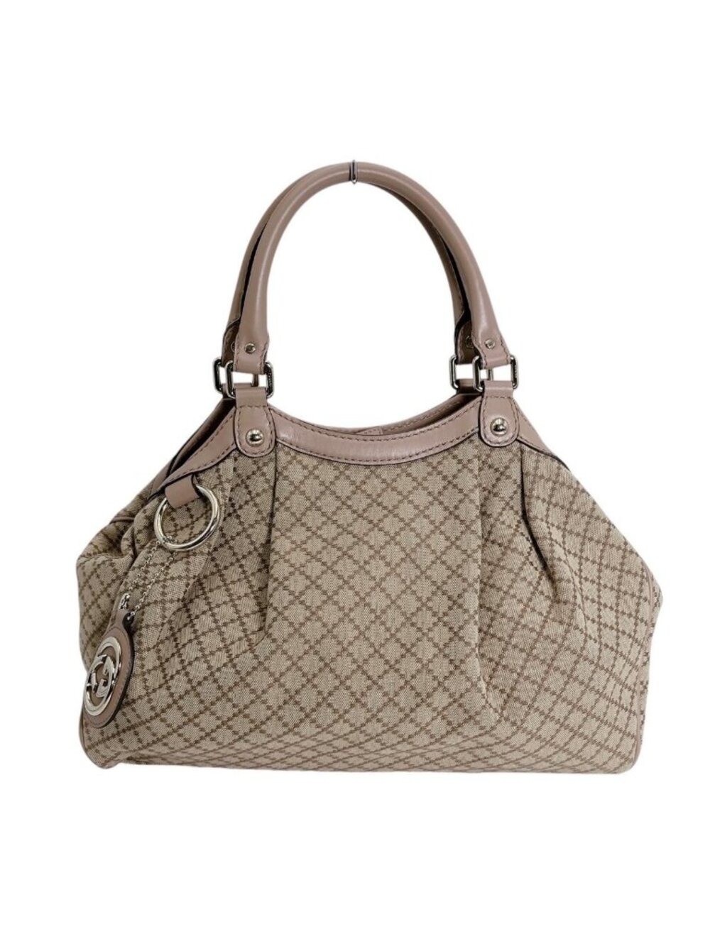 Gucci Diamante Canvas Handbag Tote Beige Brown